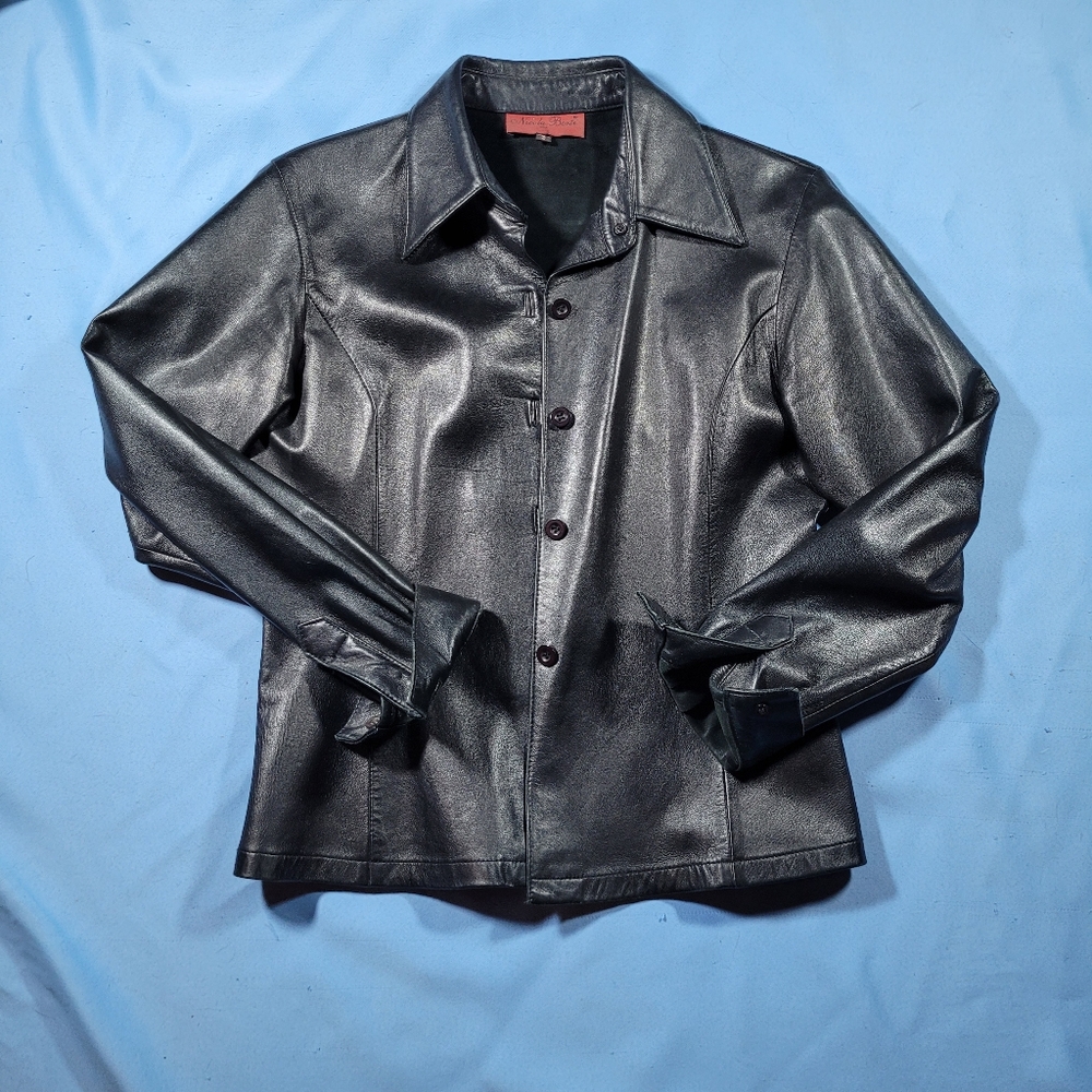 Vintage 90s leather shirt/jacket by Nicola Berti - Picture 2 of 8